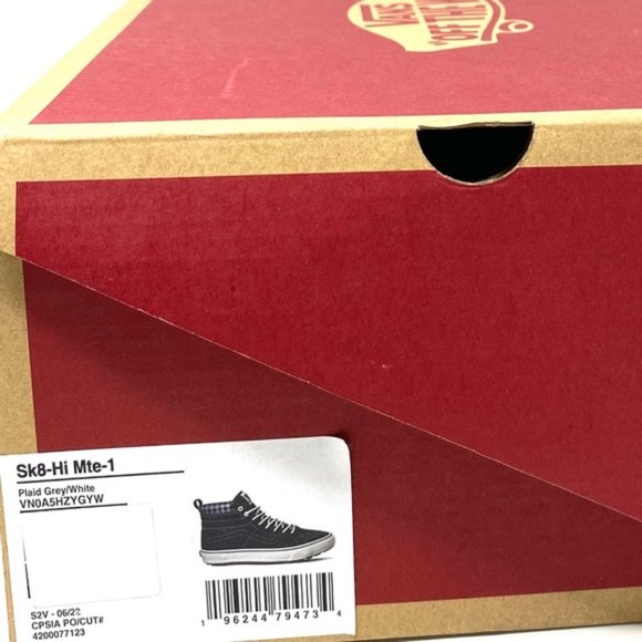 VANS SK8-Hi MTE-1 High Top Plaid Gray Suede Men’s Size Sneakers VN0A5HZYGYW - Picture 9 of 9